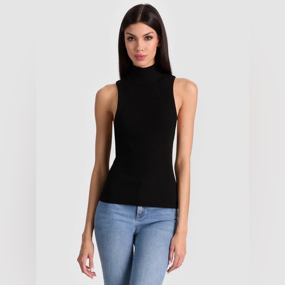 Alice + Olivia Darcey Ribbed Tank Black NWT - Picture 1 of 11